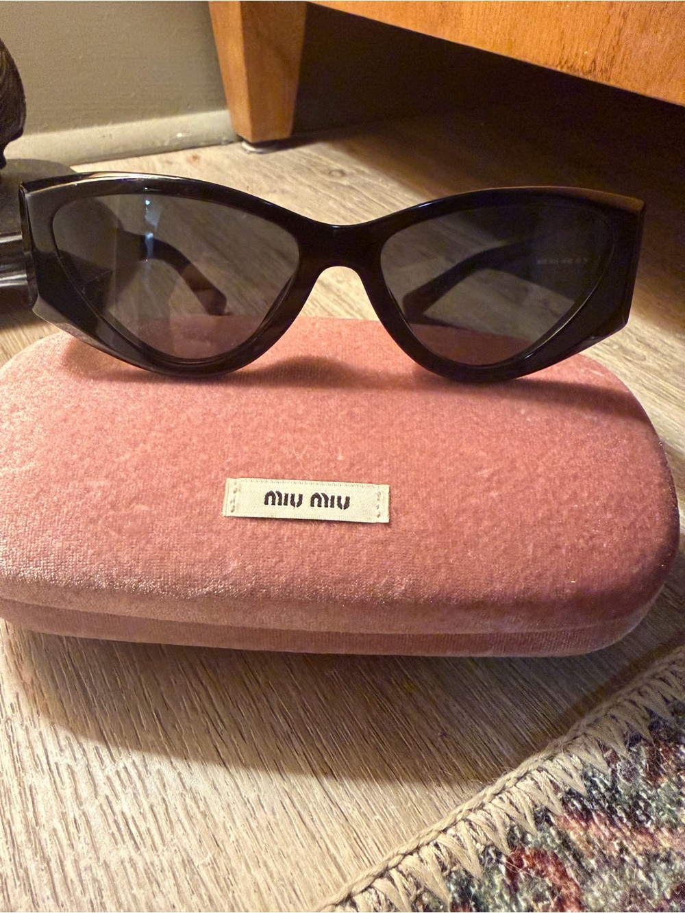 Miu Miu Camel Acetate Cat Eye Sunglasses SMU 06Y Black Ardesia - Picture 12 of 16